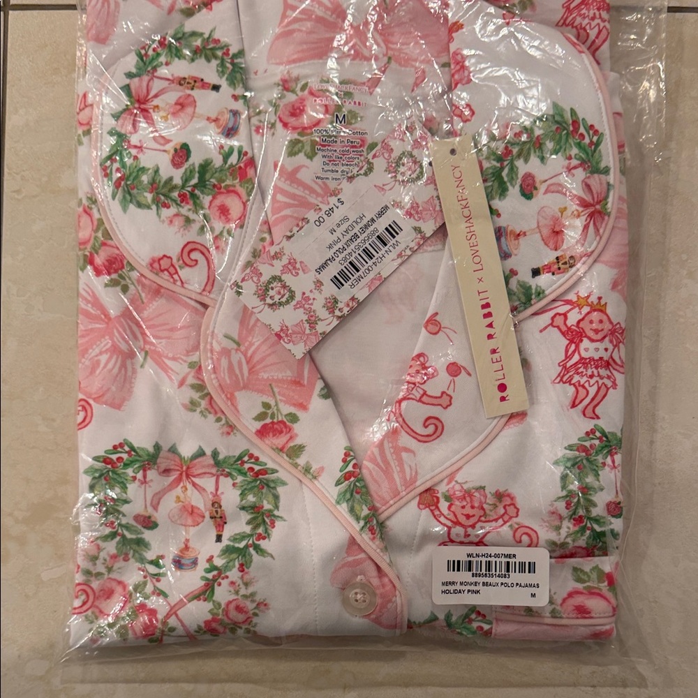 Roller Rabbit Pink and Green Floral Pajama Set love shack, fancy collaboration
